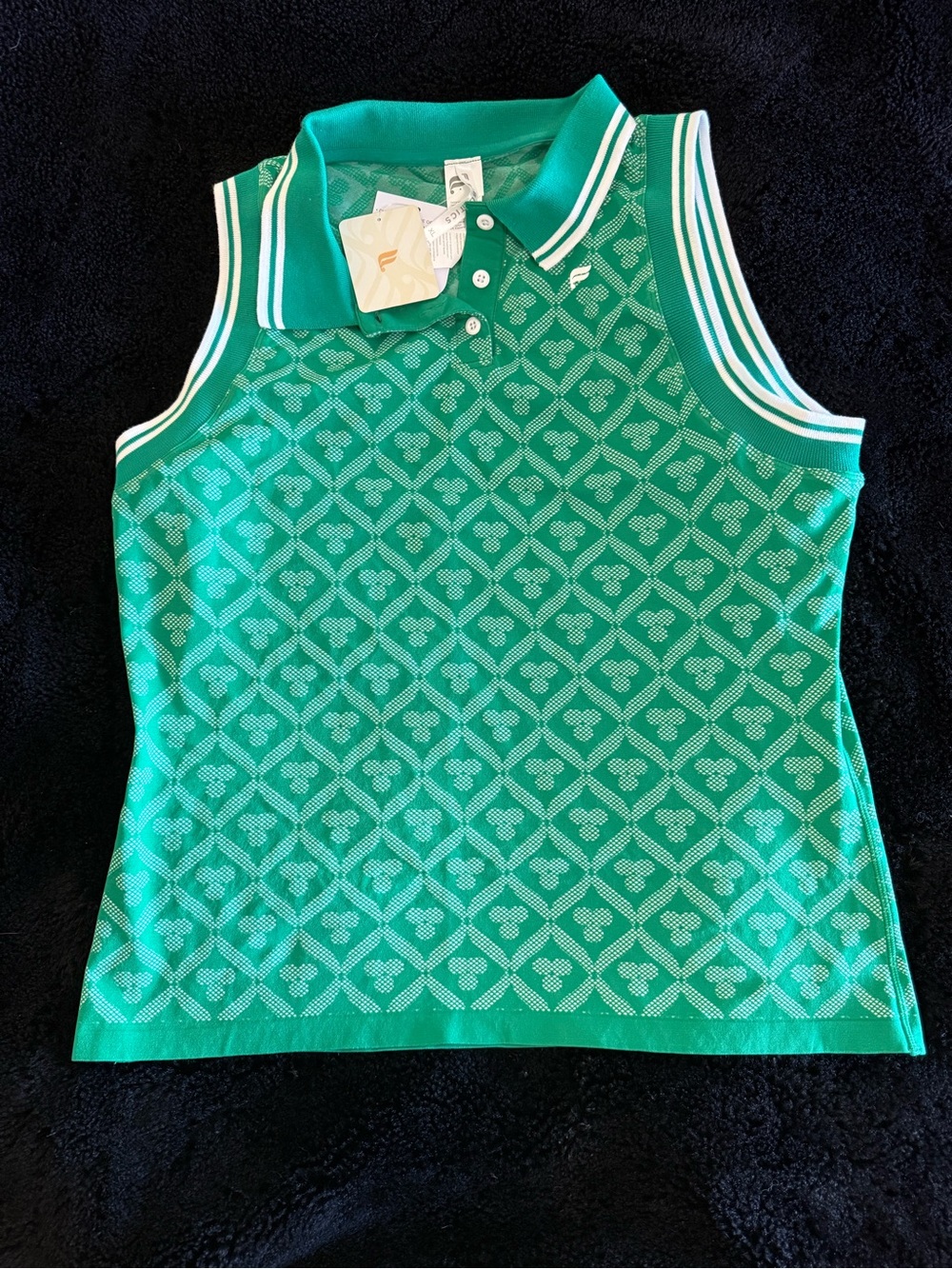 Fabletics Green Sleeveless Polo Tank with Contrast Trim